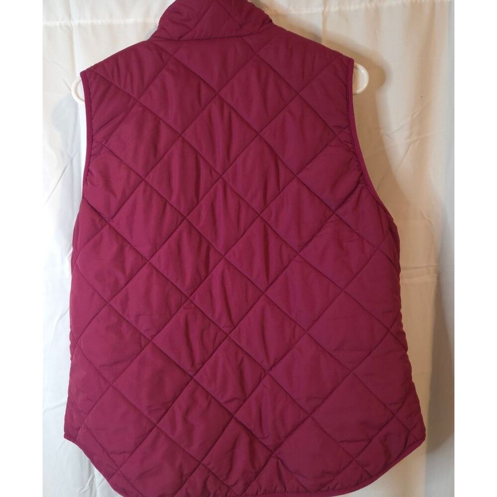J. Crew Women's Raspberry Colored Quilted Vest Front Pockets Zip Up Size XL - Picture 10 of 10